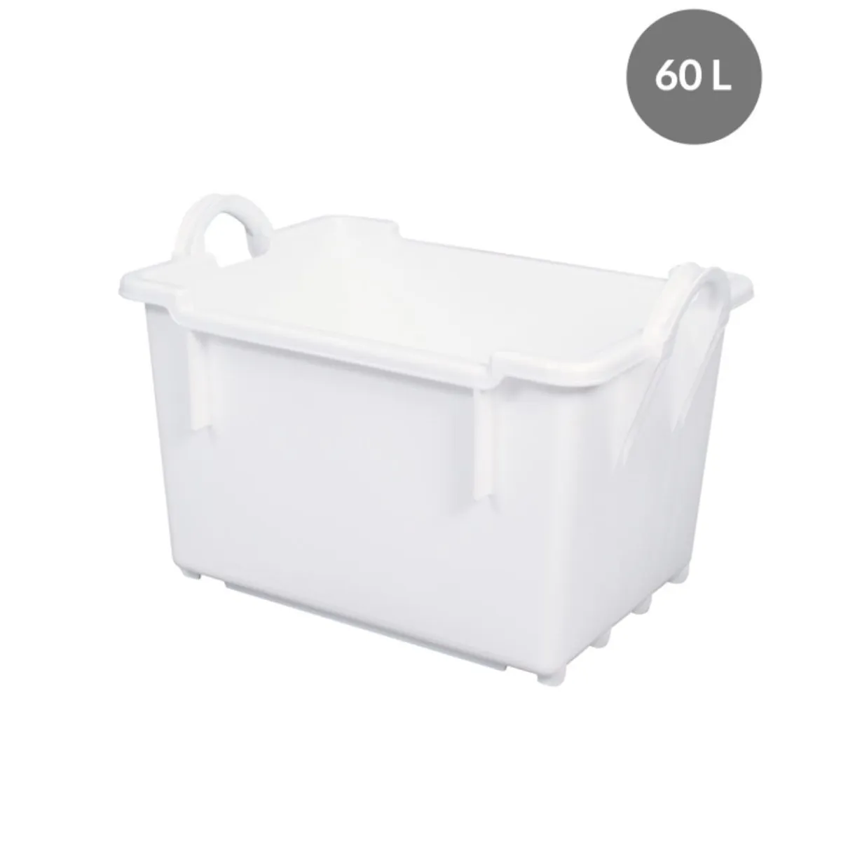 GILAC Bac Sans couvercle blanc plastique 64x44,5x43,5 cm 60 L fond plein parois pleines