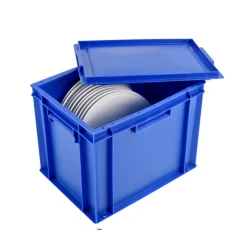 Aucune Bac spécial assiettes Avec couvercle bleu plastique 40x30x33,7 cm 27 L fond plein parois pleines