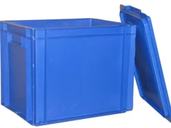 Aucune Bac spécial assiettes Avec couvercle bleu plastique 40x30x33,7 cm 27 L fond plein parois pleines