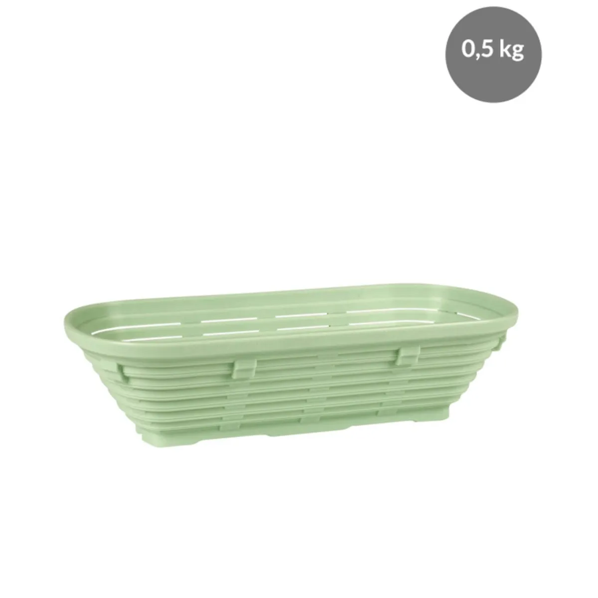 Banneton Sans couvercle vert plastique 23x14x9 cm 0,5 L fond ajouré parois ajourées - GILAC