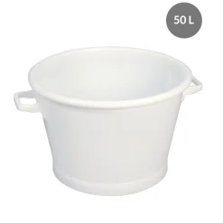 GILAC Baquet Sans couvercle blanc plastique Ø 55 cm 62x54,5x34 cm 50 L fond plein parois pleines