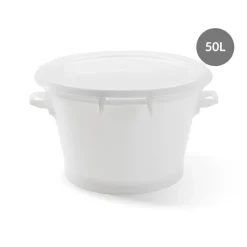 GILAC Baquet Sans couvercle blanc plastique Ø 55 cm 62x54,5x34 cm 50 L fond plein parois pleines
