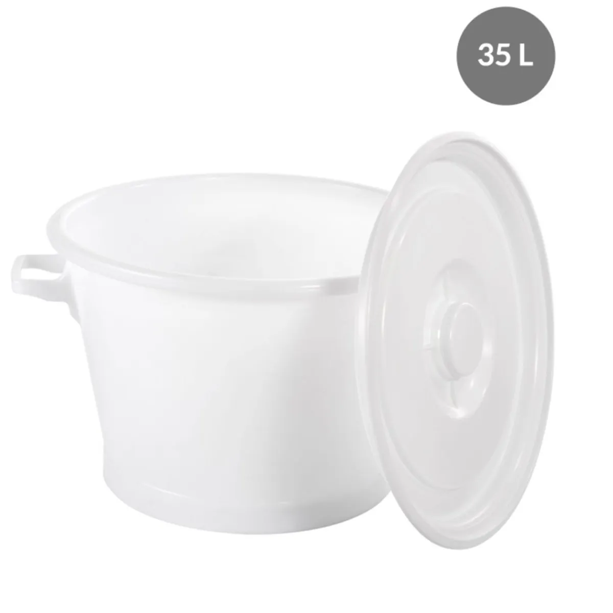 Baquet Sans couvercle blanc plastique 55x47,5x31,5 cm 35 L fond plein parois pleines - GILAC Online