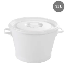 Baquet Sans couvercle blanc plastique 55x47,5x31,5 cm 35 L fond plein parois pleines - GILAC Online