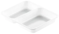 DUNI Barquette à 2 compartiments rectangulaire blanc 22,5x17,5x3,5 cm 88,5 cl (250 pièces)