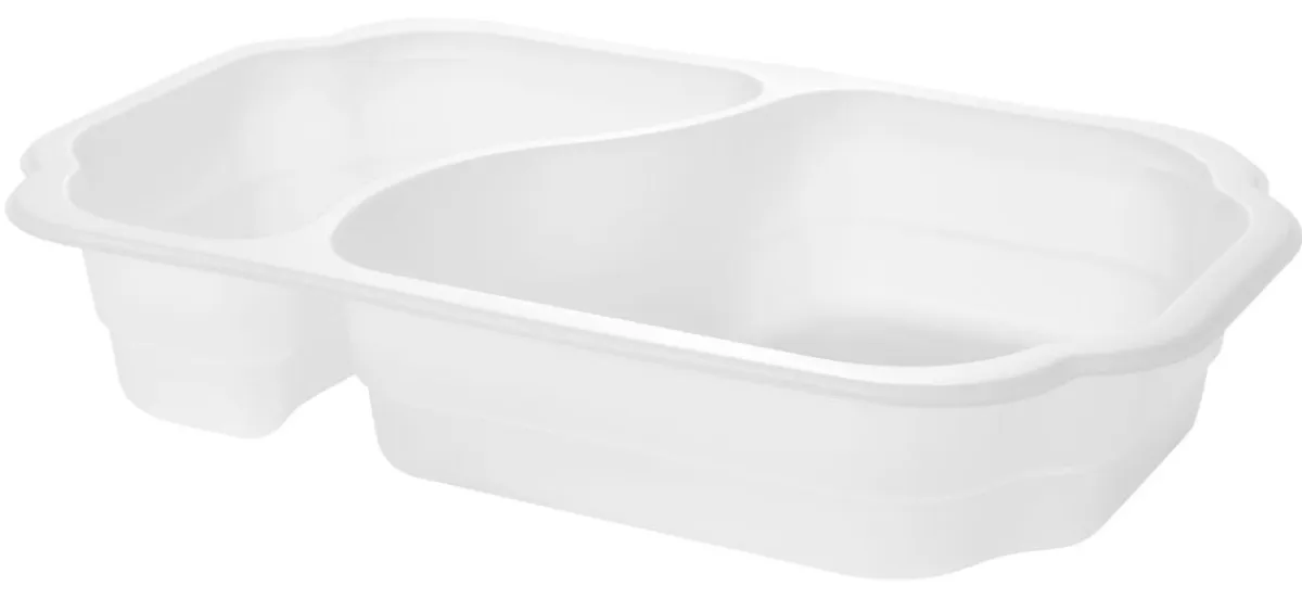 DUNI Barquette à 2 compartiments rectangulaire blanc 25x15,9x4,5 cm 110 cl (246 pièces) Best