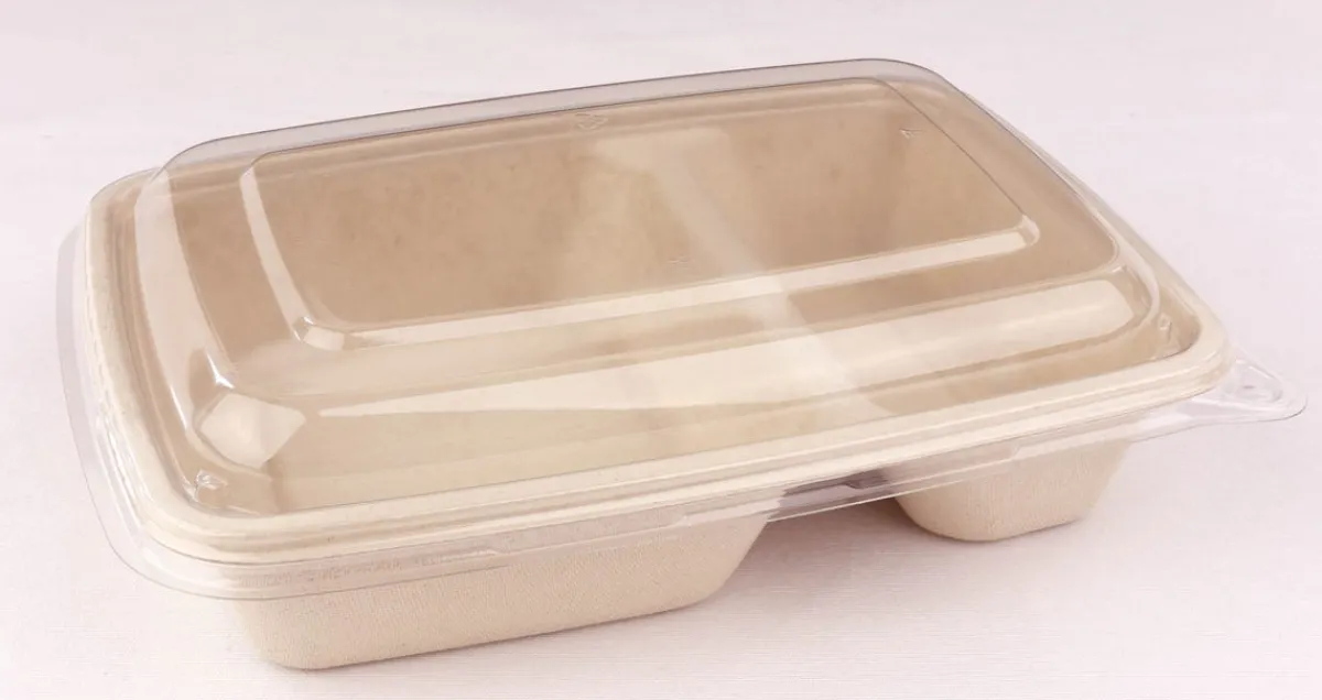 Aucune Barquette à 2 compartiments rectangulaire beige 22x16,5x4,8 cm 75 cl Be Pulp (75 pièces)