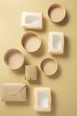 Barquette rectangulaire beige 17,5x13x6 cm 500 ml (50 pièces) - EARTH ESSENTIALS Outlet