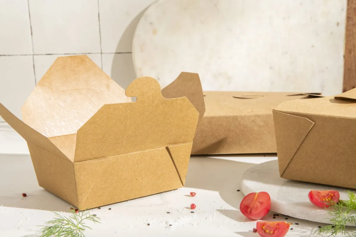 Barquette rectangulaire kraft 21,5x15,7x5 cm 1500 ml (50 pièces) - EARTH ESSENTIALS Discount