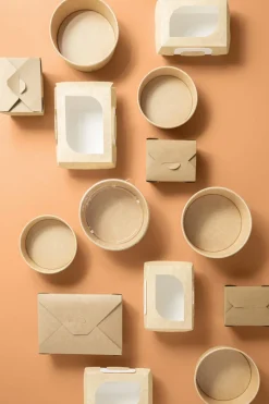 Barquette rectangulaire kraft 11,5x10x4,5 cm 480 ml (50 pièces) - EARTH ESSENTIALS Clearance
