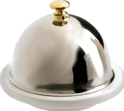 REVOL Beurrier avec cloche inox rond blanc porcelaine culinaire Ø 9 cm Les Essentiels Hot