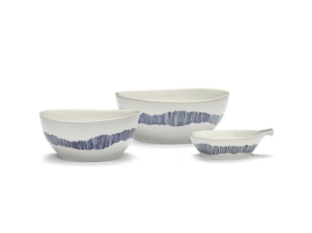 Bol rond blanc swirl - stripes bleu grès émaillé Ø 16 cm Feast By Ottolenghi - SERAX Clearance