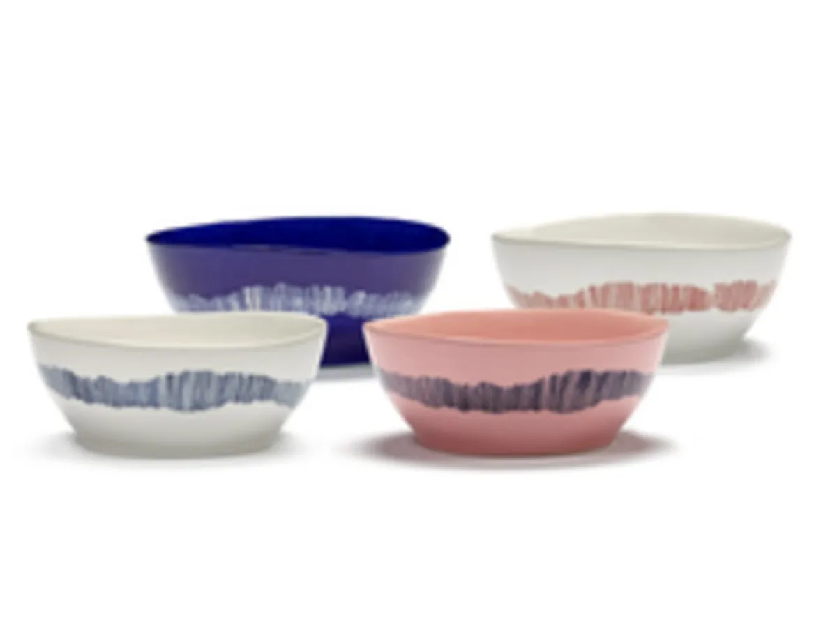 SERAX Bol rond lapis lazuli swirl - stripes blancs grès émaillé Ø 18 cm Feast By Ottolenghi Clearance