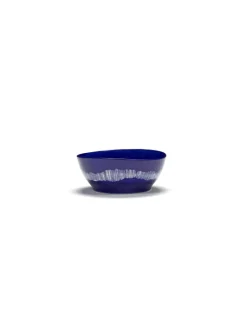 SERAX Bol rond lapis lazuli swirl - stripes blancs grès émaillé Ø 18 cm Feast By Ottolenghi Clearance