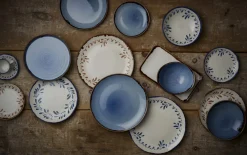 DUDSON Bol à salade / légumes ovale bleu indigo porcelaine vitrifiée 19 cm Harvest Clearance