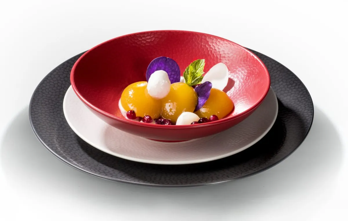 Bol à salade rond rouge grès émaillé Ø 19 cm Stone - MEDARD DE NOBLAT
