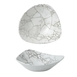 Bol triangulaire gris porcelaine vitrifiée 18,5 cm Kintsugi Agate Grey - CHURCHILL