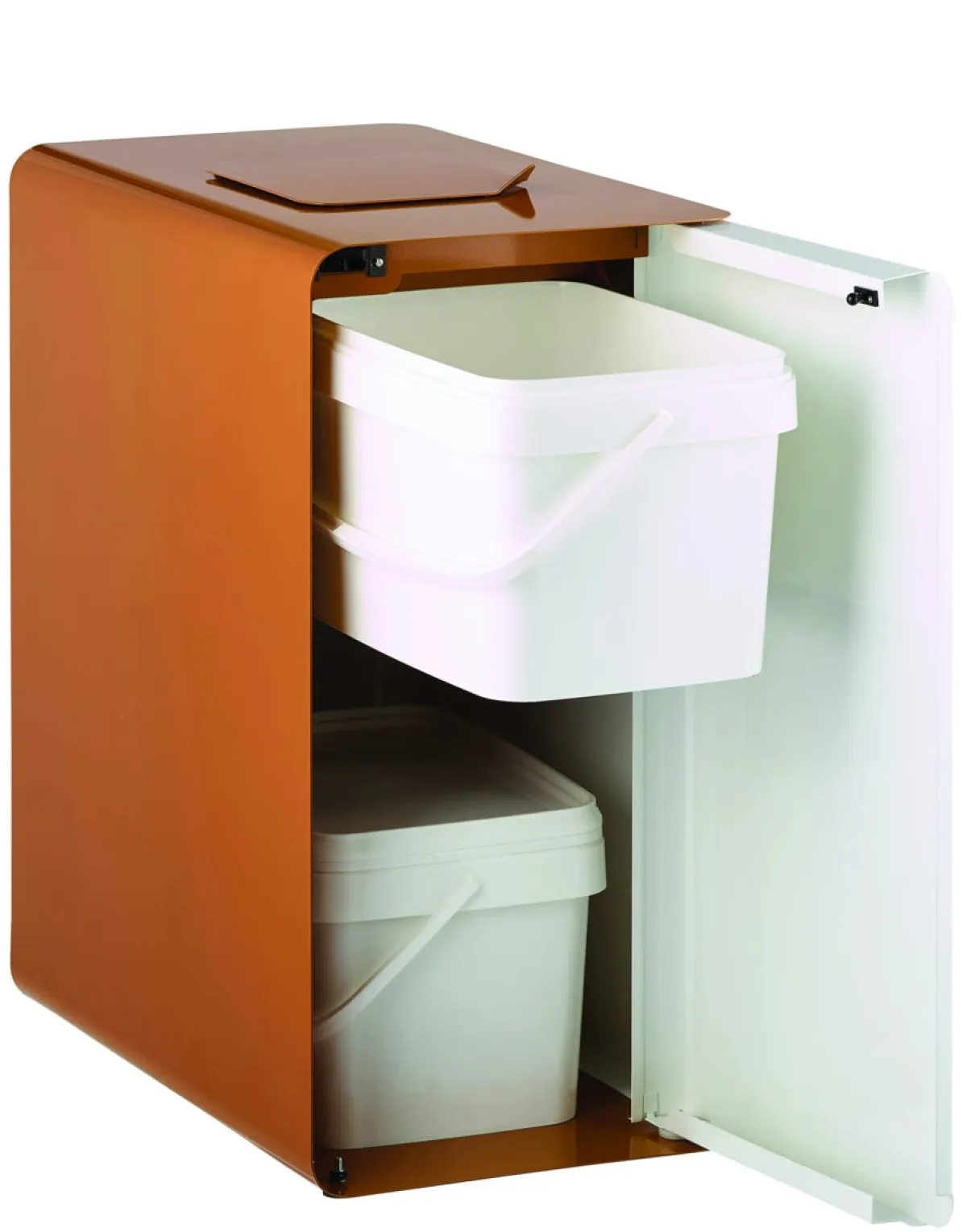 Borne de tri sélectif biodéchets 2 x 20L acier 40 L blanc Cubatri - ROSSIGNOL Hot