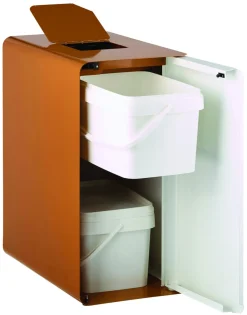 Borne de tri sélectif biodéchets 2 x 20L acier 40 L blanc Cubatri - ROSSIGNOL Hot
