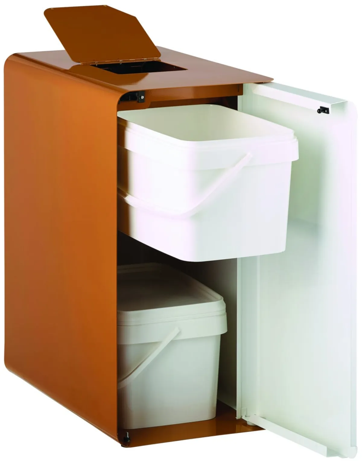 Borne de tri sélectif biodéchets 2 x 20L acier 40 L blanc Cubatri - ROSSIGNOL Hot