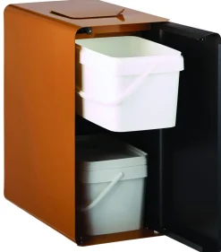 Borne de tri sélectif biodéchets 2 x 20L acier 40 L blanc Cubatri - ROSSIGNOL Hot
