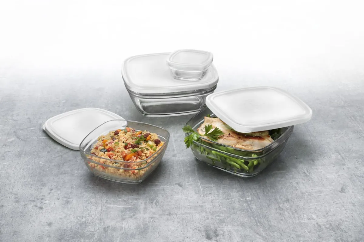 Boîte avec couvercle carré transparent verre trempé 11,2 cm Freshbox - DURALEX Outlet