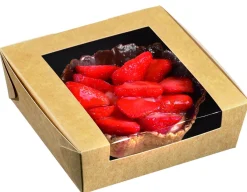 SOLIA Boîte avec couvercle fenêtre carré beige 12x12x4 cm (50 pièces)