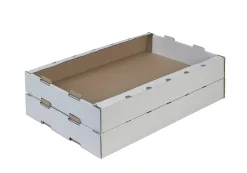 Aucune Boîte carton empilable rectangulaire blanc 64x42x10 cm (25 pièces) Sale