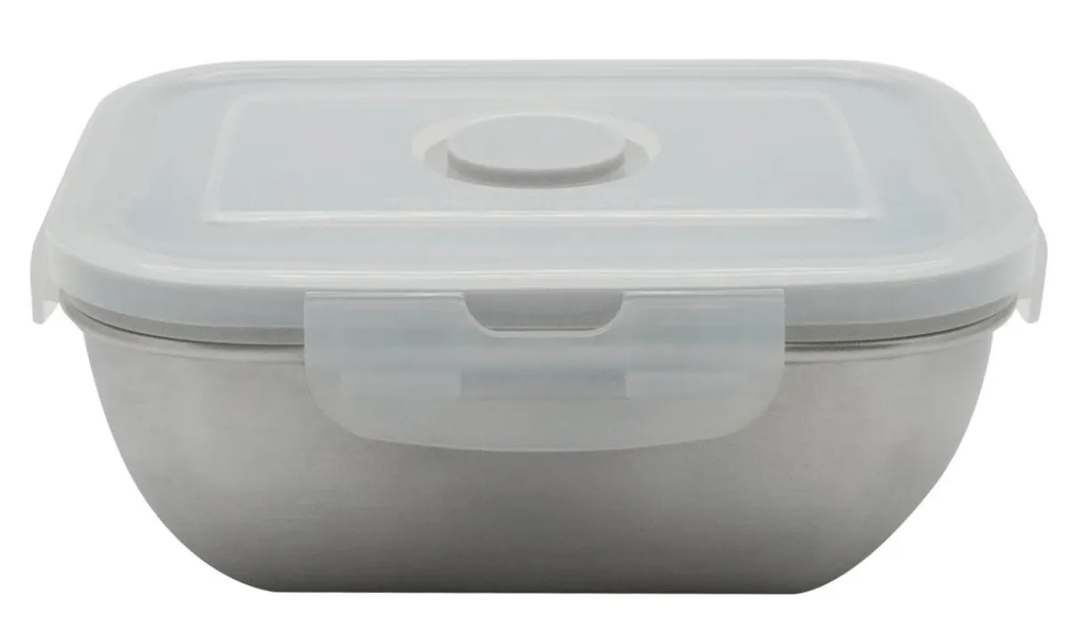 Boîte de conservation micro-ondable inox 13,5x10,5x5,5 cm 0,4 L Avec couvercle - Aucune Sale