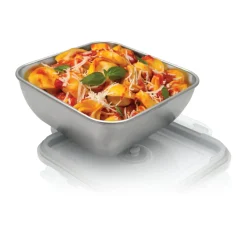 Aucune Boîte de conservation micro-ondable inox 13x13x6 cm 0,6 L Avec couvercle Online