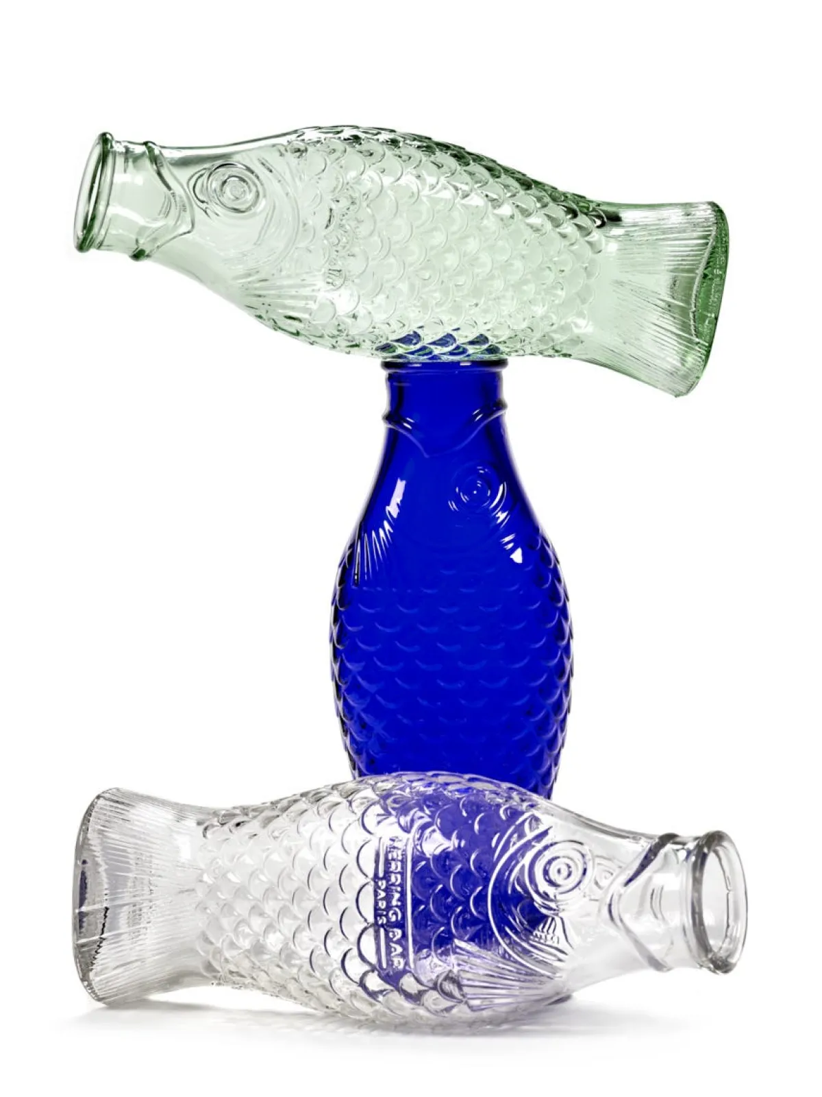Bouteille irrégulier bleu verre 1 L Fish&fish - SERAX Best