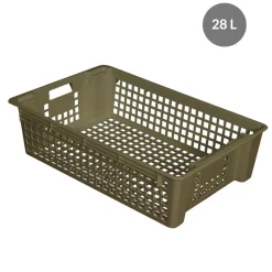 Caisse ajourée emboîtable empilable Sans couvercle gris plastique 60x38x15,5 cm 28 L fond ajouré parois ajourées - GILAC New