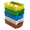 Caisse ajourée emboîtable empilable Sans couvercle vert plastique 60x38x15,5 cm 28 L fond ajouré parois ajourées - GILAC New