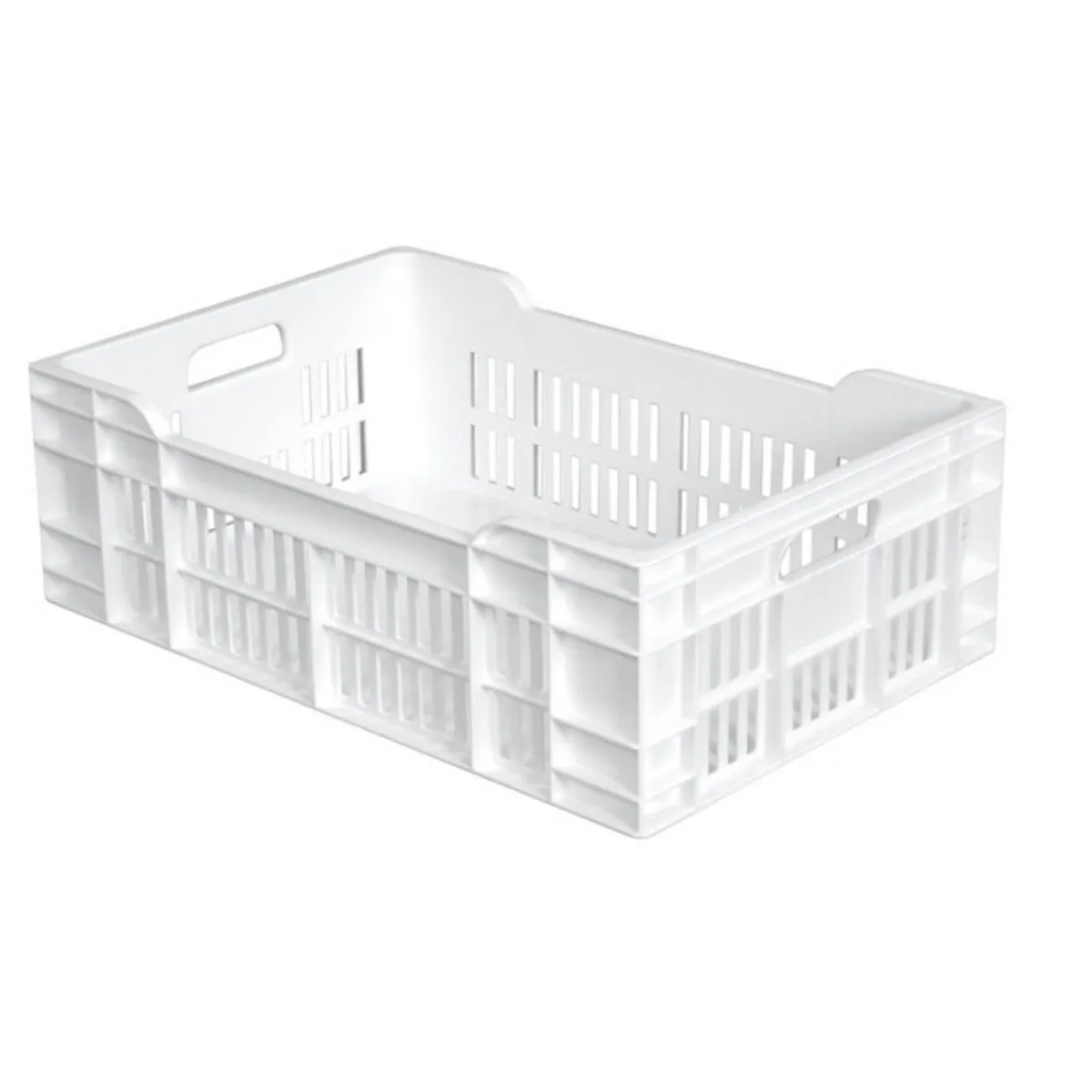 Caisse ajourée fond plein Sans couvercle blanc plastique 60x40x20 cm 40 L fond plein parois ajourées - GILAC Online