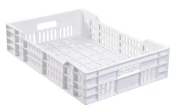 Caisse ajourée Sans couvercle blanc plastique 60x40x13,5 cm 25 L fond ajouré parois ajourées - GILAC Online