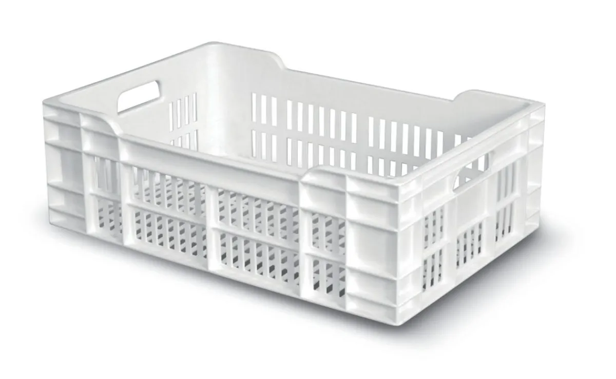 GILAC Caisse ajourée Sans couvercle blanc plastique 60x40x20 cm 40 L fond ajouré parois ajourées New