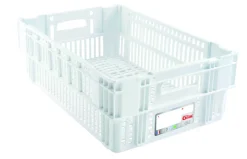 GILAC Caisse ajourée Sans couvercle blanc plastique 60x40x19,7 cm 37 L fond ajouré parois ajourées Clearance