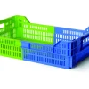 GILAC Caisse ajourée Sans couvercle bleu plastique 60x40x15,3 cm 27 L fond ajouré parois ajourées Best