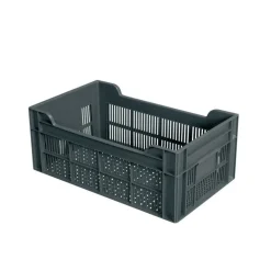 GILAC Caisse ajourée Sans couvercle gris plastique 50x30x20 cm 20 L fond ajouré parois ajourées New