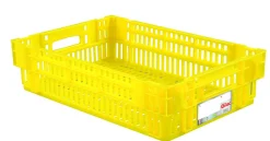 Caisse ajourée Sans couvercle jaune plastique 60x40x14,6 cm 27 L fond ajouré parois ajourées - GILAC New