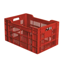 Caisse ajourée Sans couvercle bordeaux plastique 55x36x29 cm 45 L fond ajouré parois ajourées - GILAC Outlet