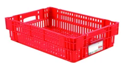 Caisse ajourée Sans couvercle rouge plastique 60x40x14,6 cm 27 L fond ajouré parois ajourées - GILAC Sale