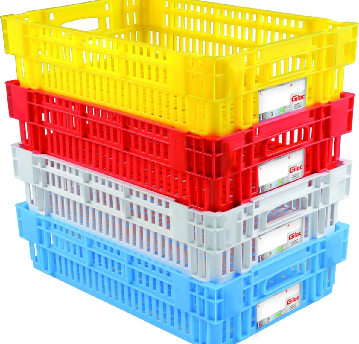 Caisse ajourée Sans couvercle rouge plastique 60x40x14,6 cm 27 L fond ajouré parois ajourées - GILAC Sale