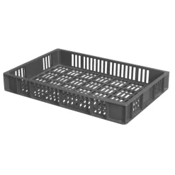 Caisse ajourée Sans couvercle gris plastique 60x40x9 cm 15 L fond ajouré parois ajourées - GILAC Best