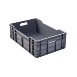 Caisse pleine Sans couvercle gris plastique 60x40x20 cm 40 L fond plein parois ajourées - GILAC Online