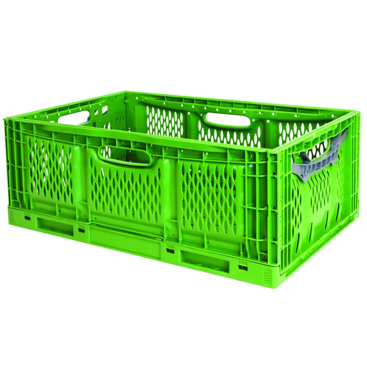 GILAC Caisse pliable vert plastique 60x40x23 cm 45 L fond ajouré parois ajourées Clearance