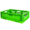 GILAC Caisse pliable vert plastique 60x40x18 cm 45 L fond ajouré parois ajourées New