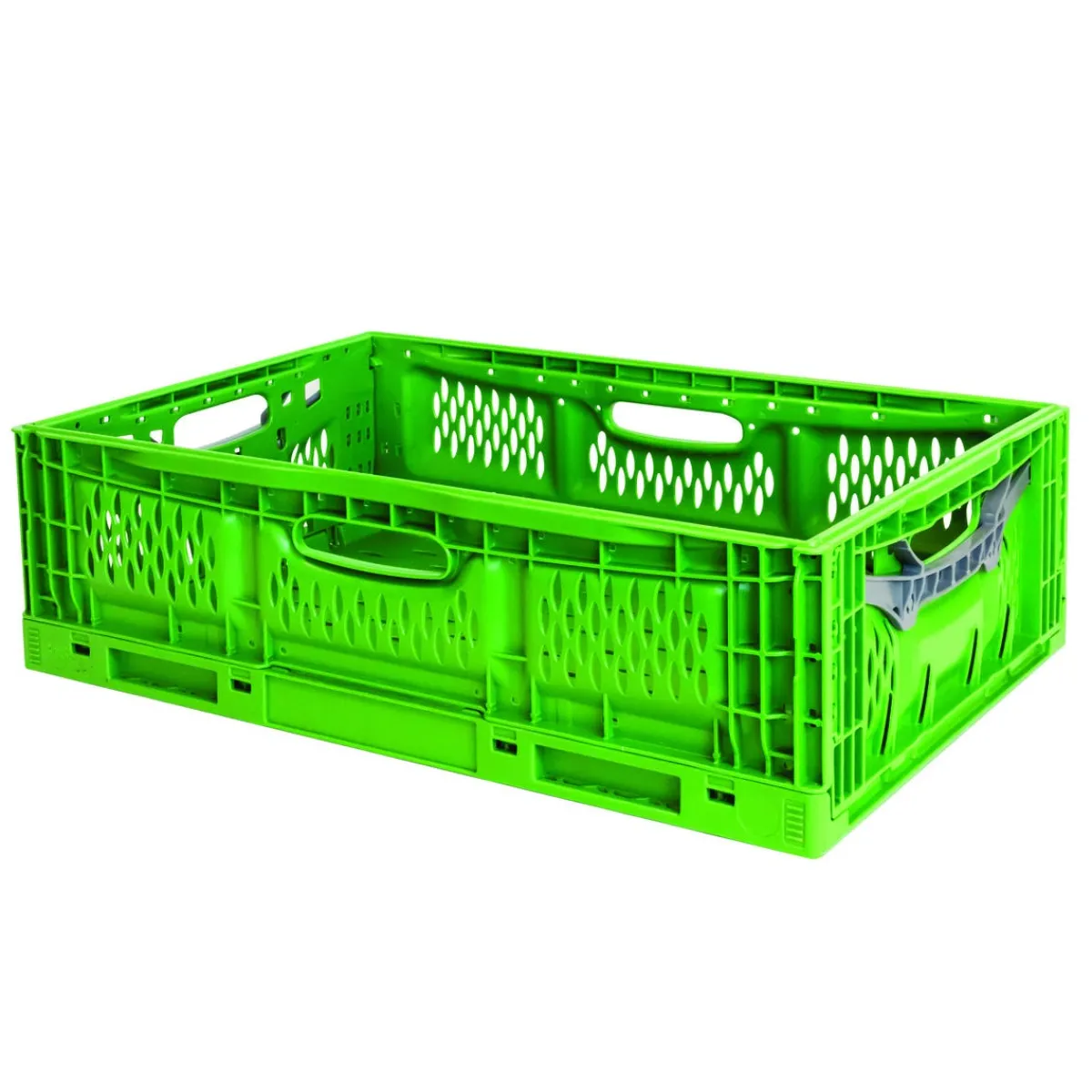 GILAC Caisse pliable vert plastique 60x40x18 cm 45 L fond ajouré parois ajourées New