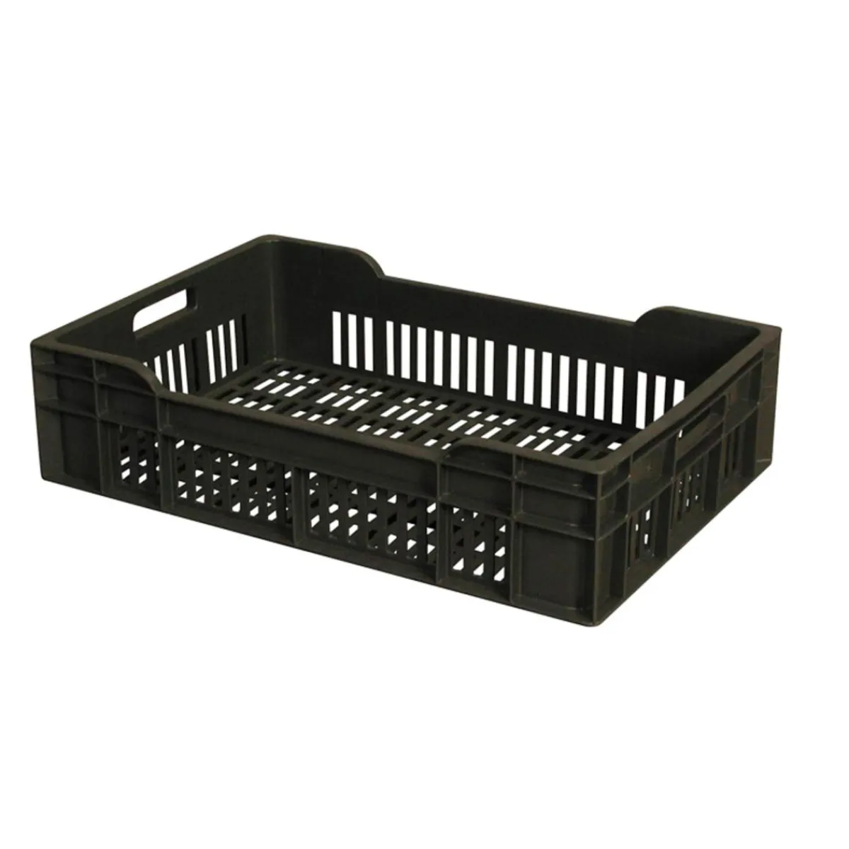 Caisse Sans couvercle gris plastique 60x40x13,5 cm 25 L fond ajouré parois ajourées - GILAC