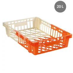 Caisse Sans couvercle ivoire plastique 60x40x12 cm 20 L fond ajouré - GILAC Clearance